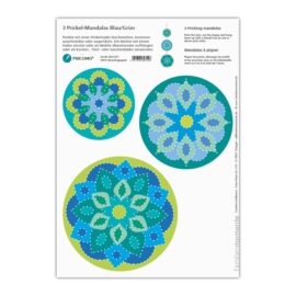 Bastelbogen 3 Prickel-Mandalas Blau/Grün
